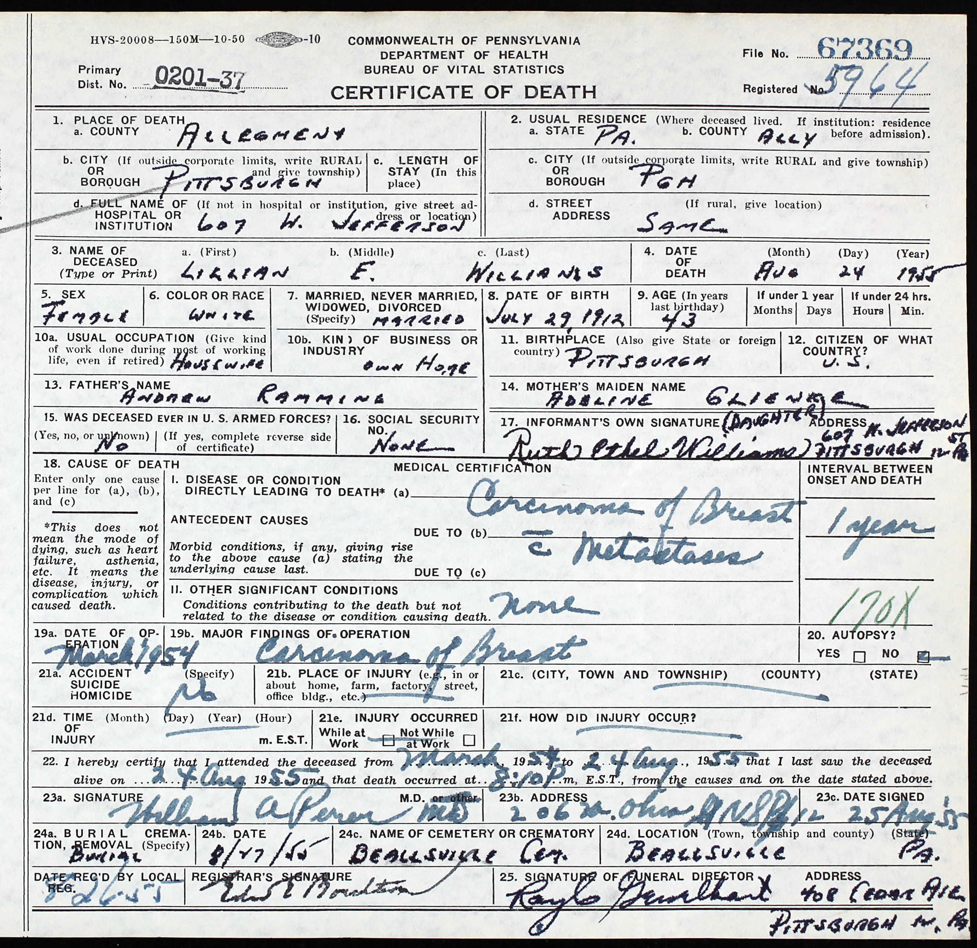 death certificate